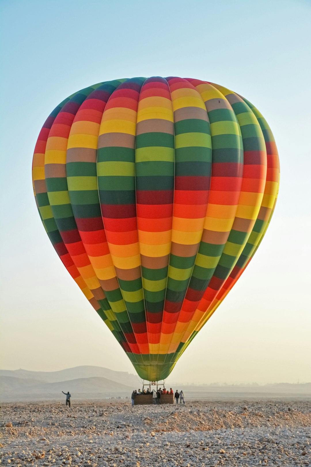 yellow red blue hot air balloon