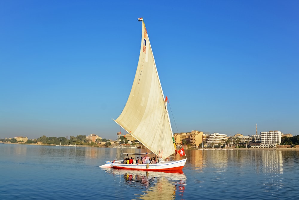white and red sail boat on water during daytime