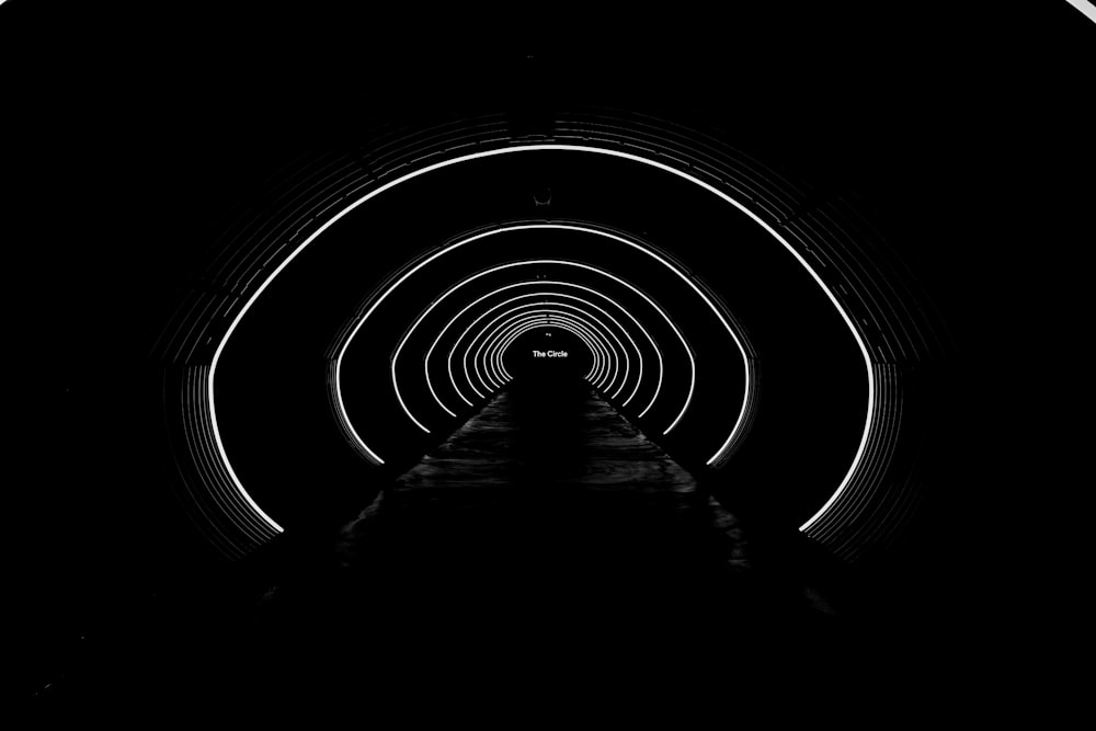 black and white spiral tunnel