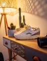 white and black nike athletic shoe on brown wooden table