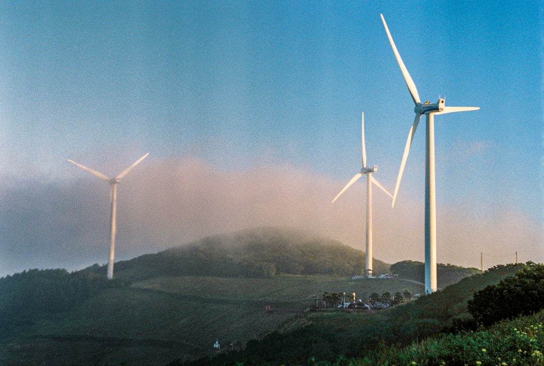white wind turbines on green grass field during daytime