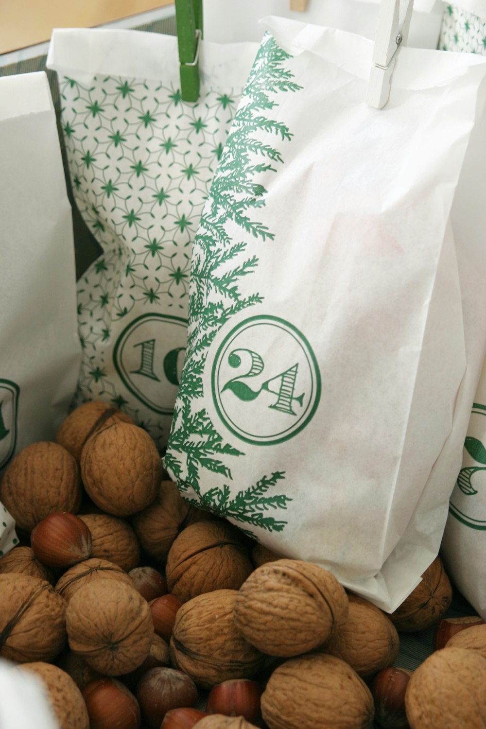 brown round fruits on white plastic bag