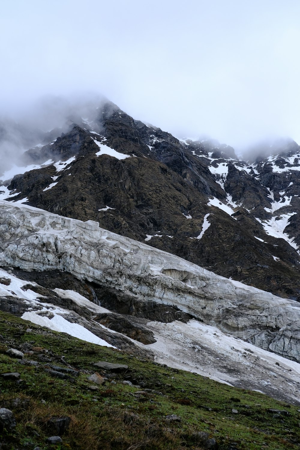 snow covered mountain during daytime