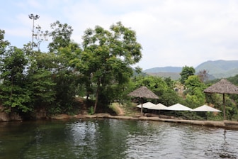 A tranquil outdoor spa area surrounded by nature.