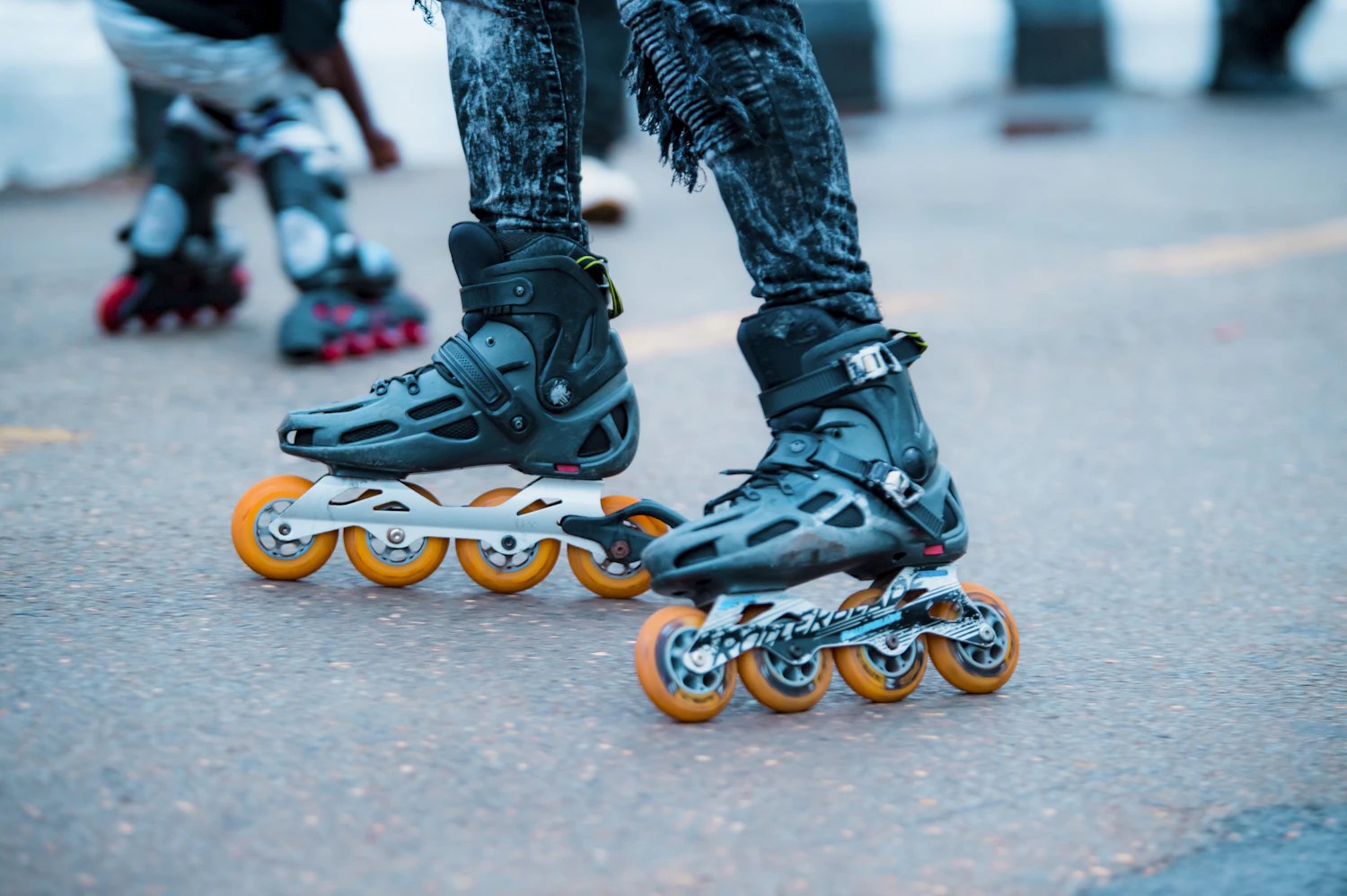 Inline skaters gathering before a session