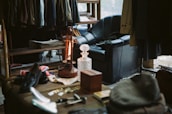 An assortment of indoor recreational items arranged neatly in a cozy living room.