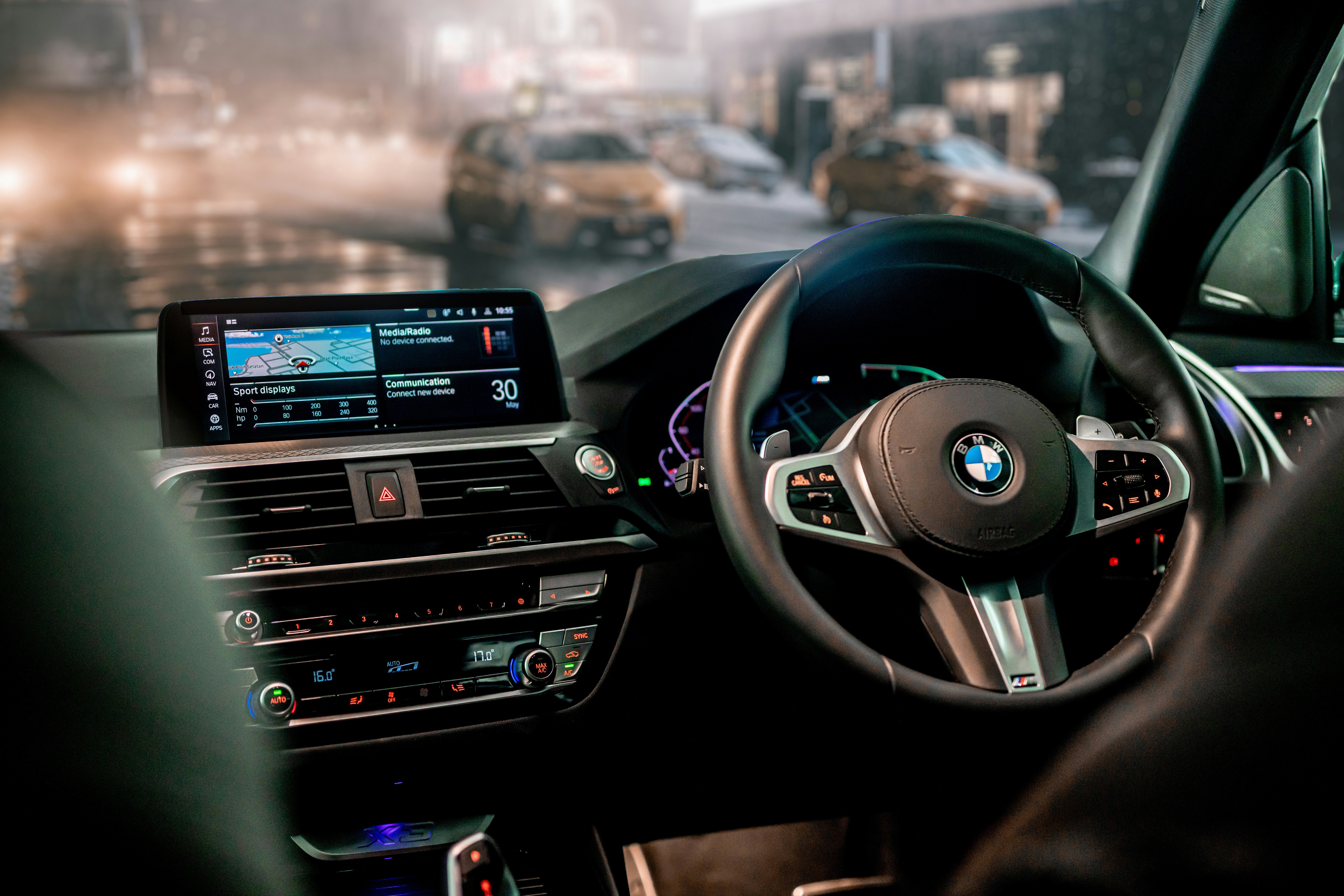 black bmw car steering wheel