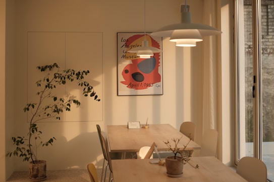 brown wooden table with chairs