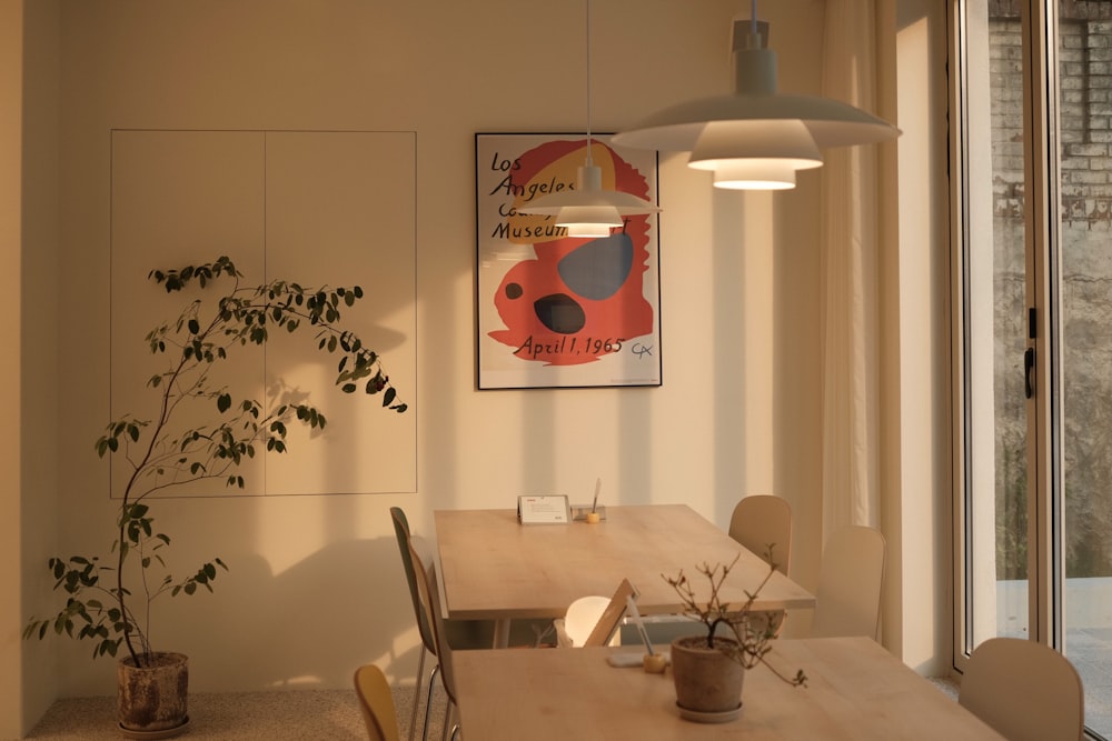 brown wooden table with chairs