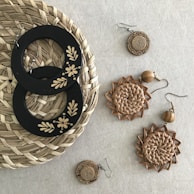 brown and black round wall ornament