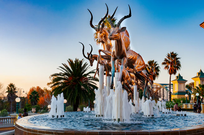 gold dragon statue on water fountain
