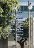 blue and white street sign