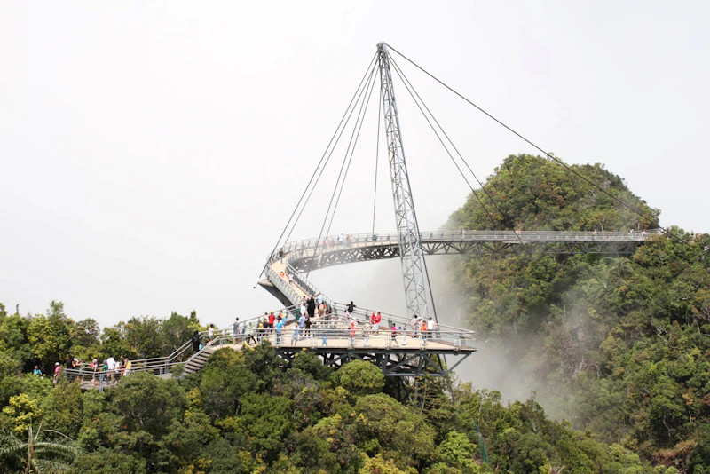 Langkawi SkyCab cable car ascending above the tropical rainforest canopy