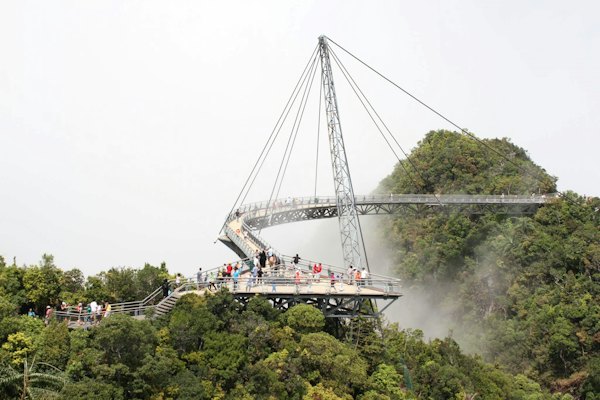 White and black cable car over green trees during daytime — Langkawi, Malaysia