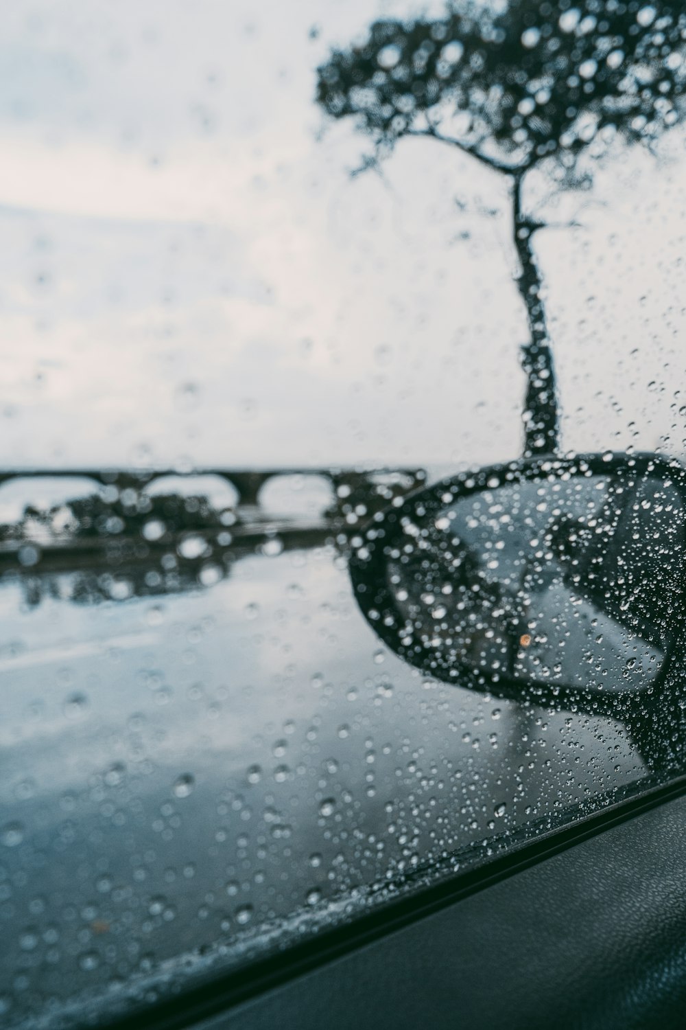 water droplets on car window