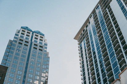white and blue concrete building