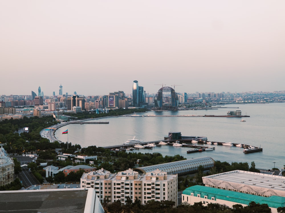 city skyline under white sky during daytime