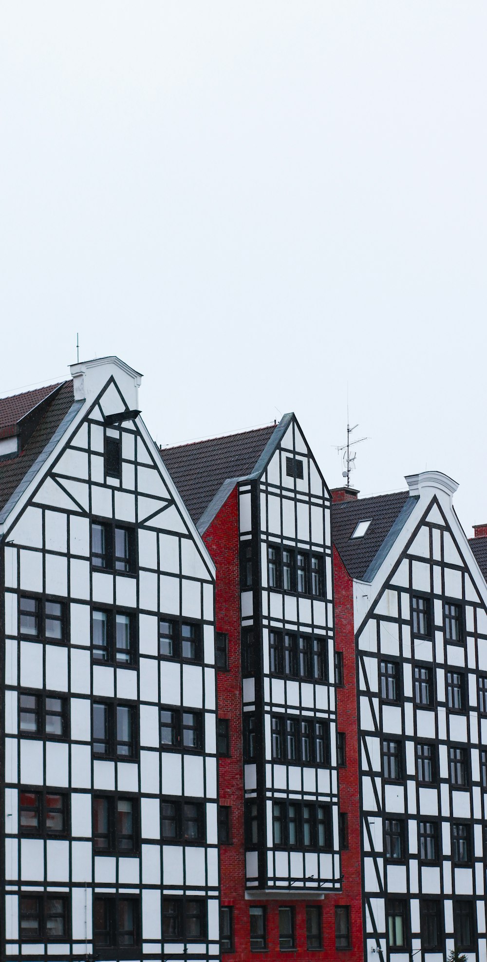 white red and black concrete houses