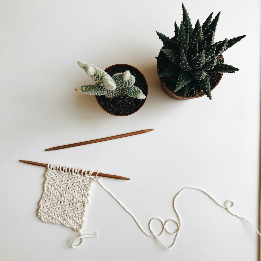 silver and black pine cone and white knit textile