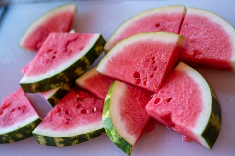 Sliced Watermelon Pieces on Plate