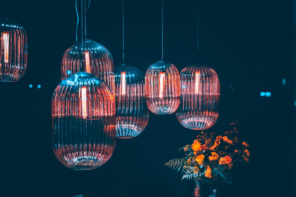 red and yellow lanterns with lights