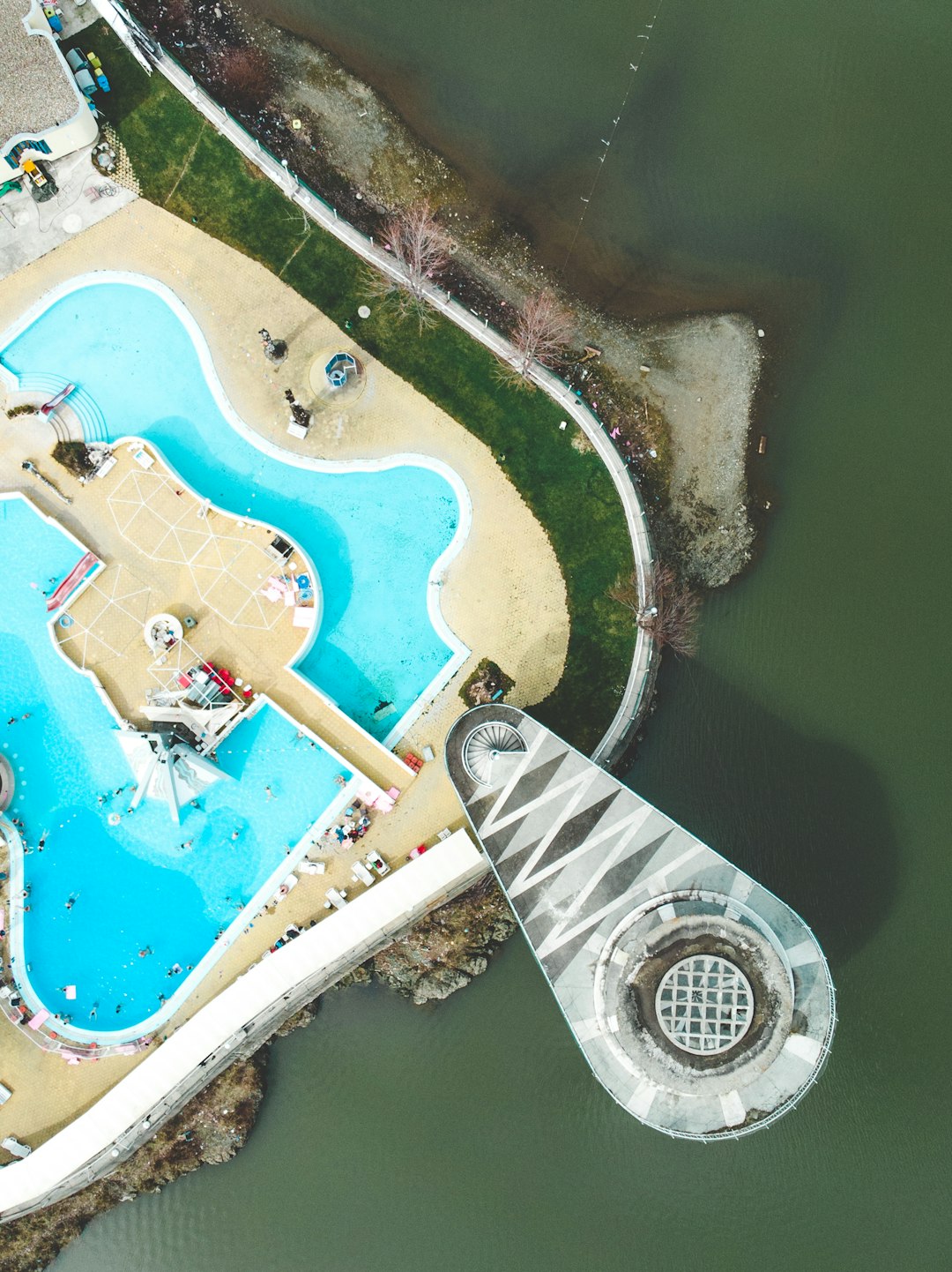 aerial view of swimming pool during daytime