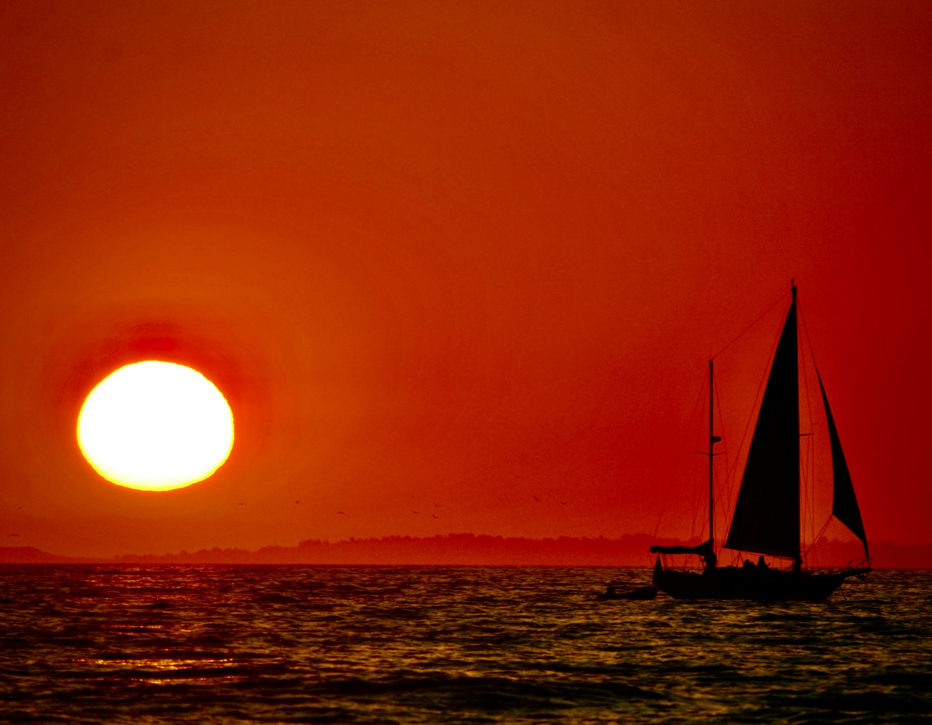 sailboat on sea during sunset