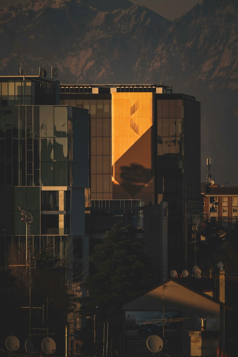 black and brown building during night time