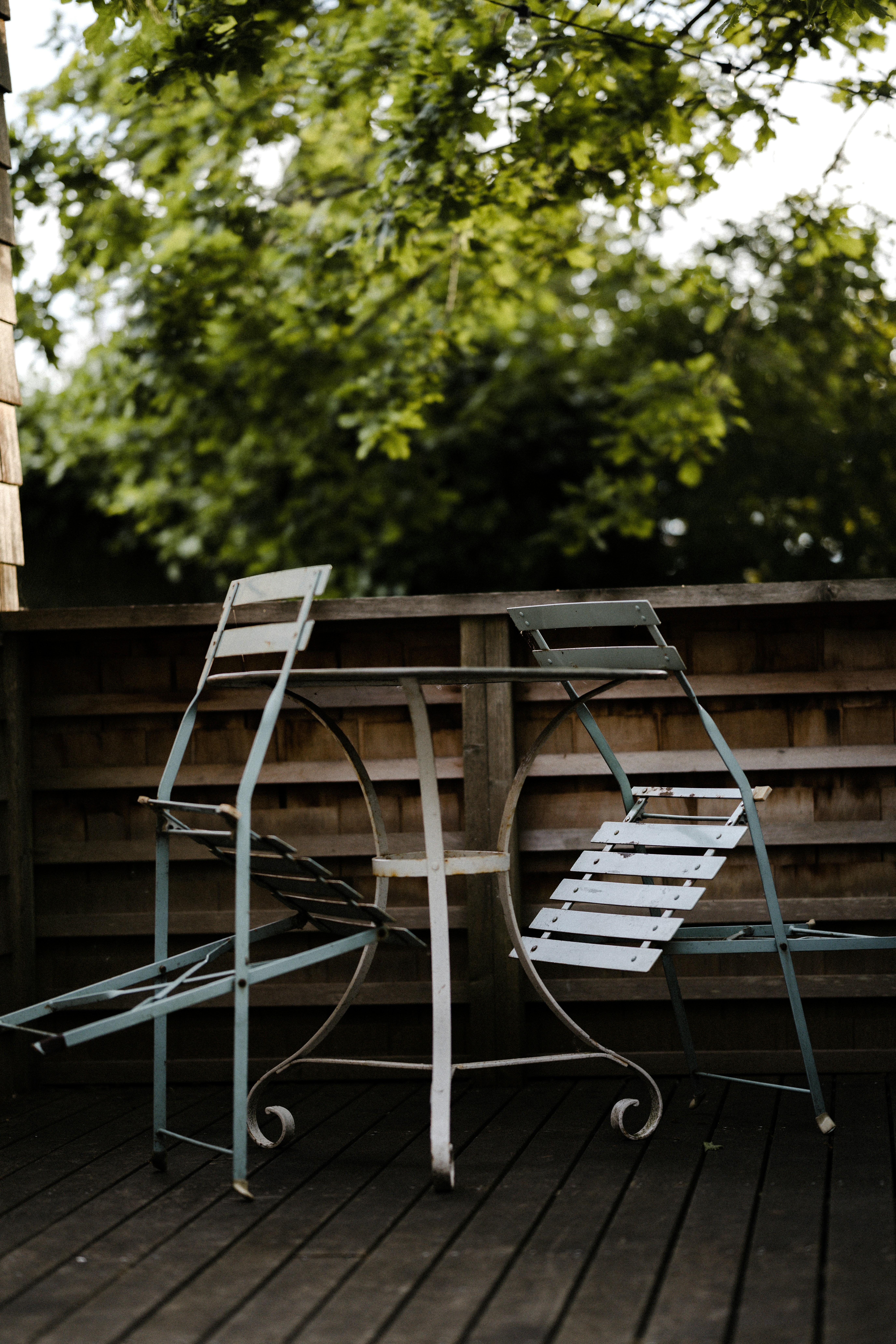 brown wooden ladder near green trees during daytime