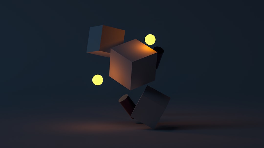 brown cardboard box with yellow light, Minimalistic Dark 3D Rendering Wallpaper in 8K Resolution.