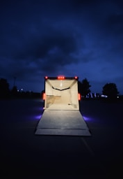 lighted square structure during night time