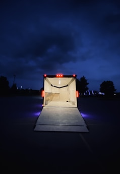 lighted square structure during night time
