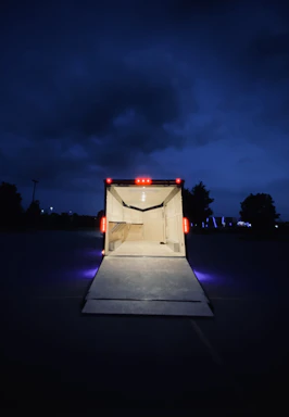 lighted square structure during night time