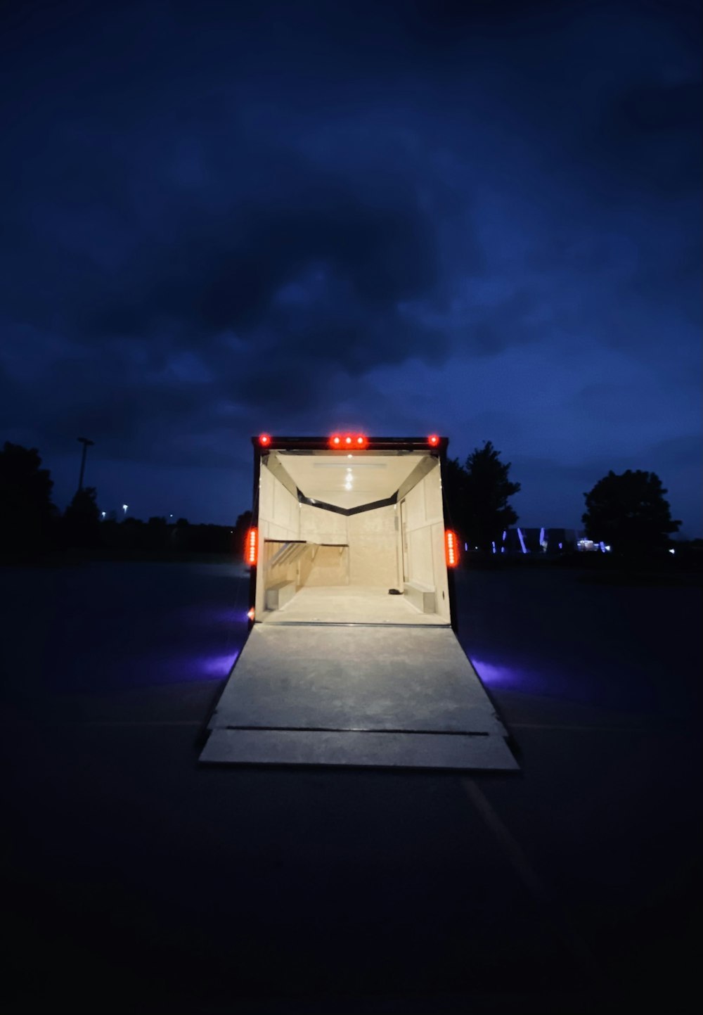 lighted square structure during night time