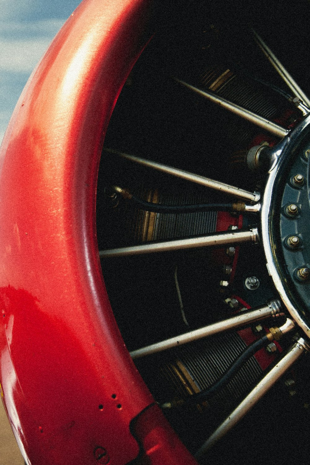 black and red metal wheel