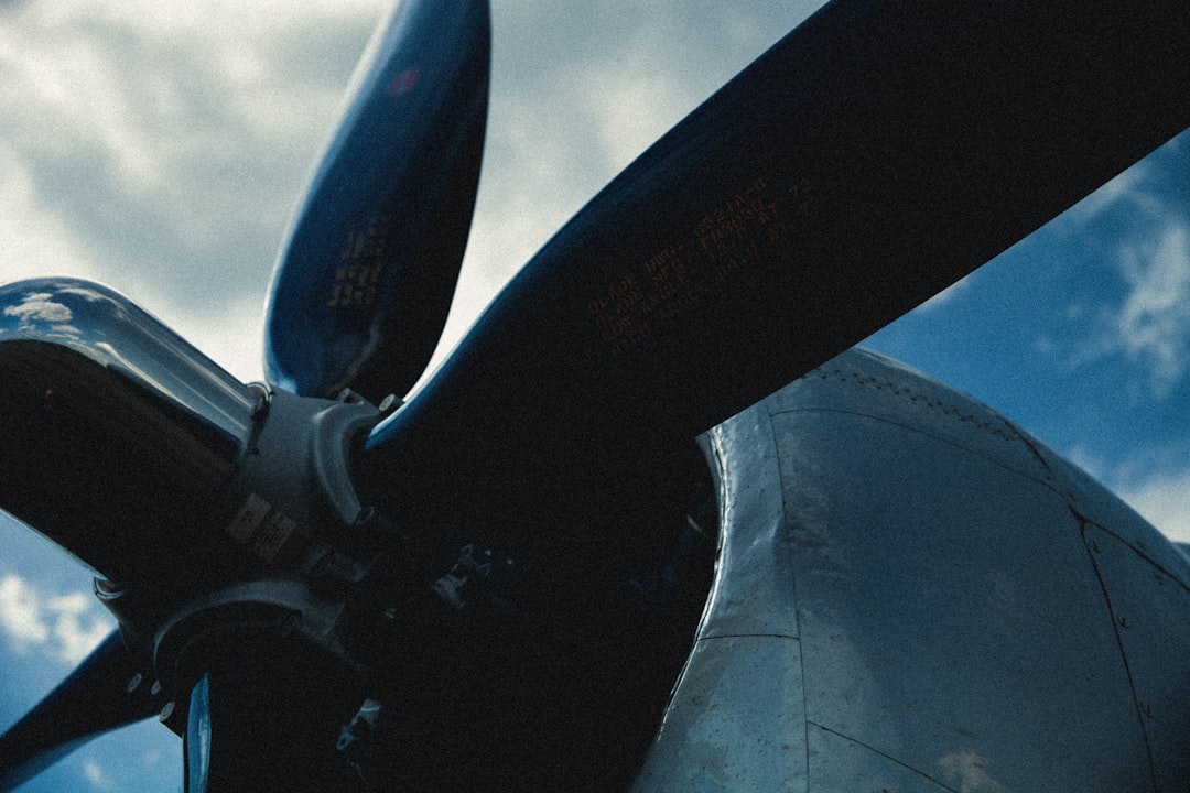 black and blue airplane propeller,