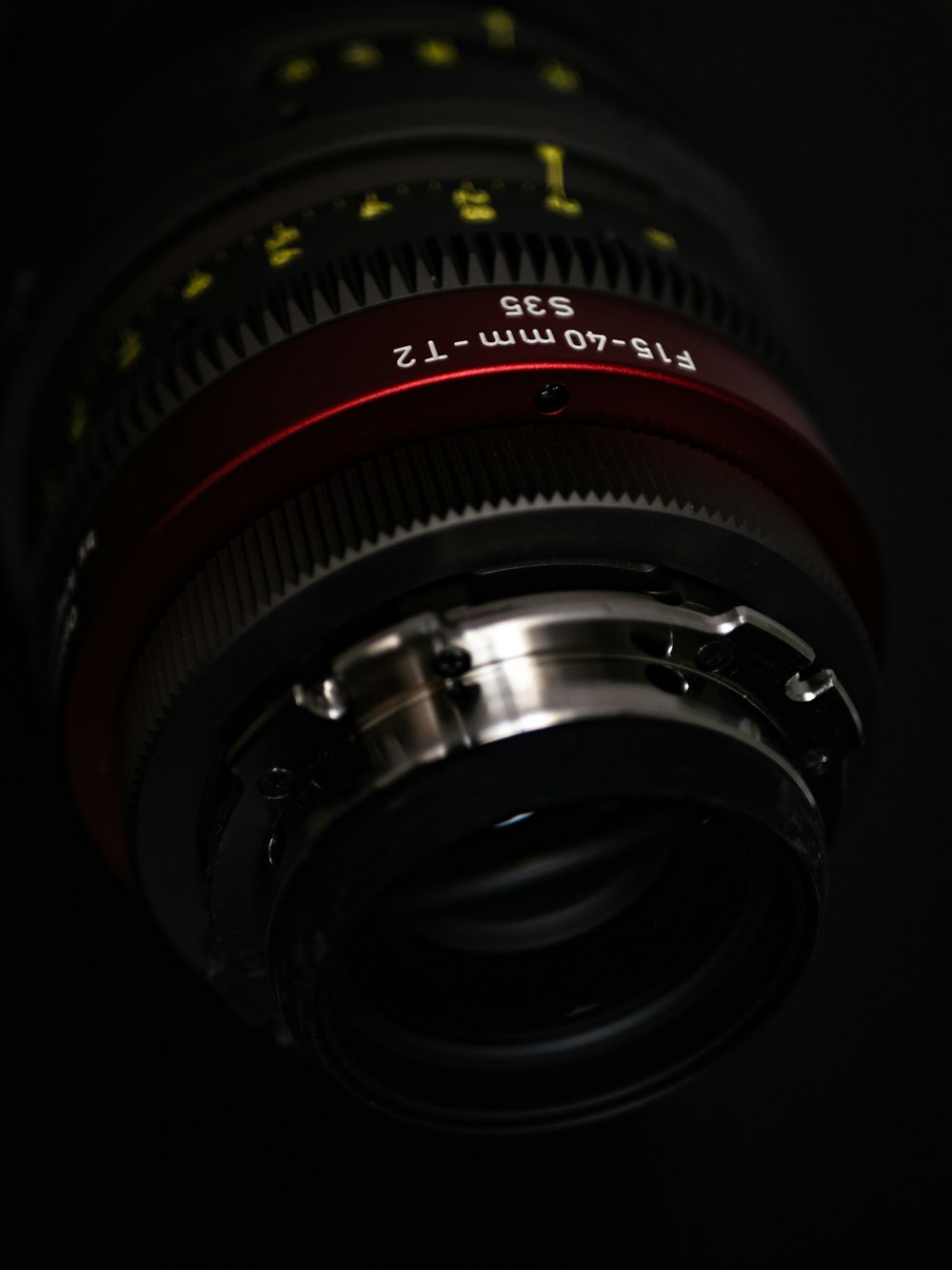 black and red camera lens