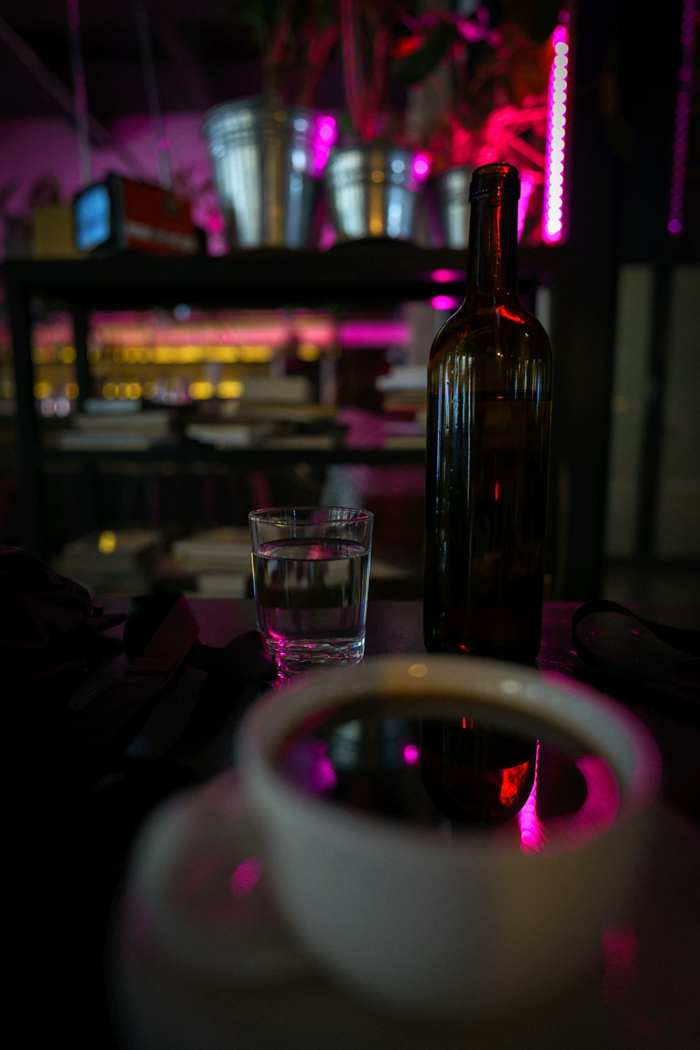 clear drinking glass on table