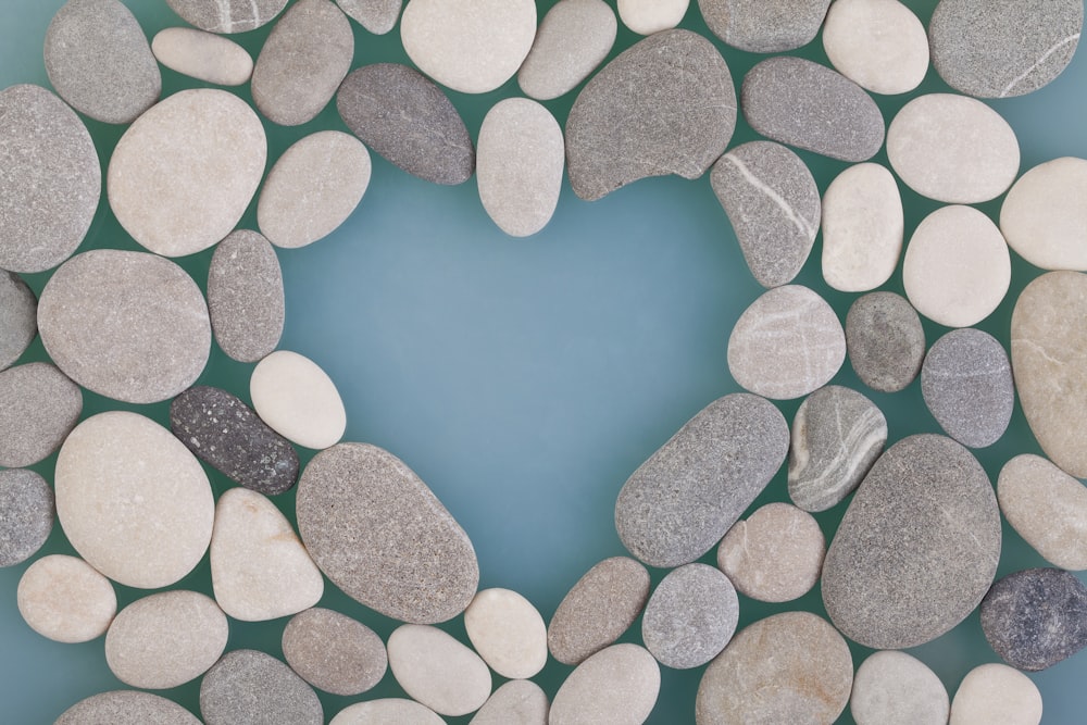 gray and black heart shaped stones