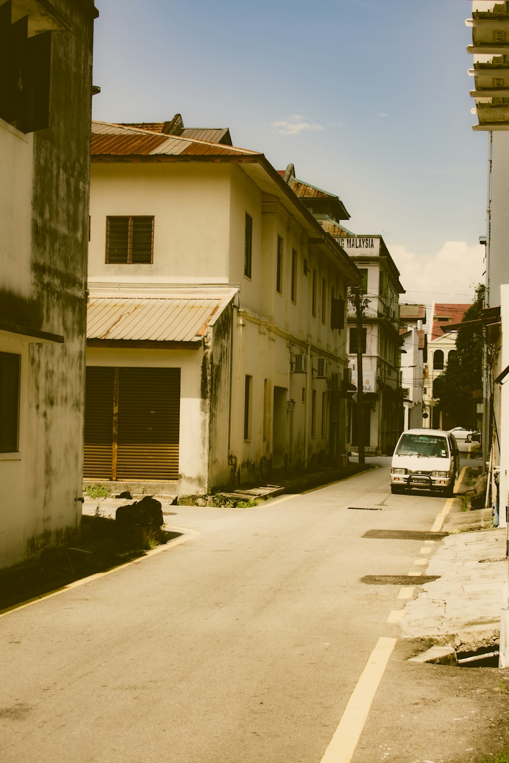 a car parked on the side of a street