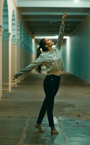 a woman wearing oversized crop top