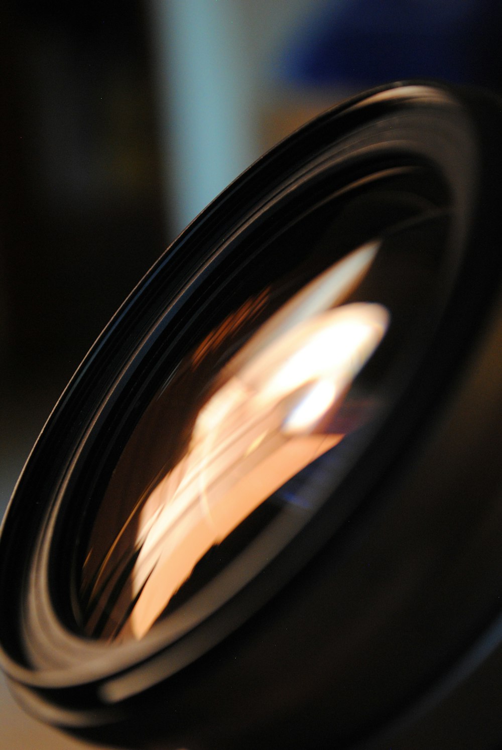 a close up of a camera lens on a table