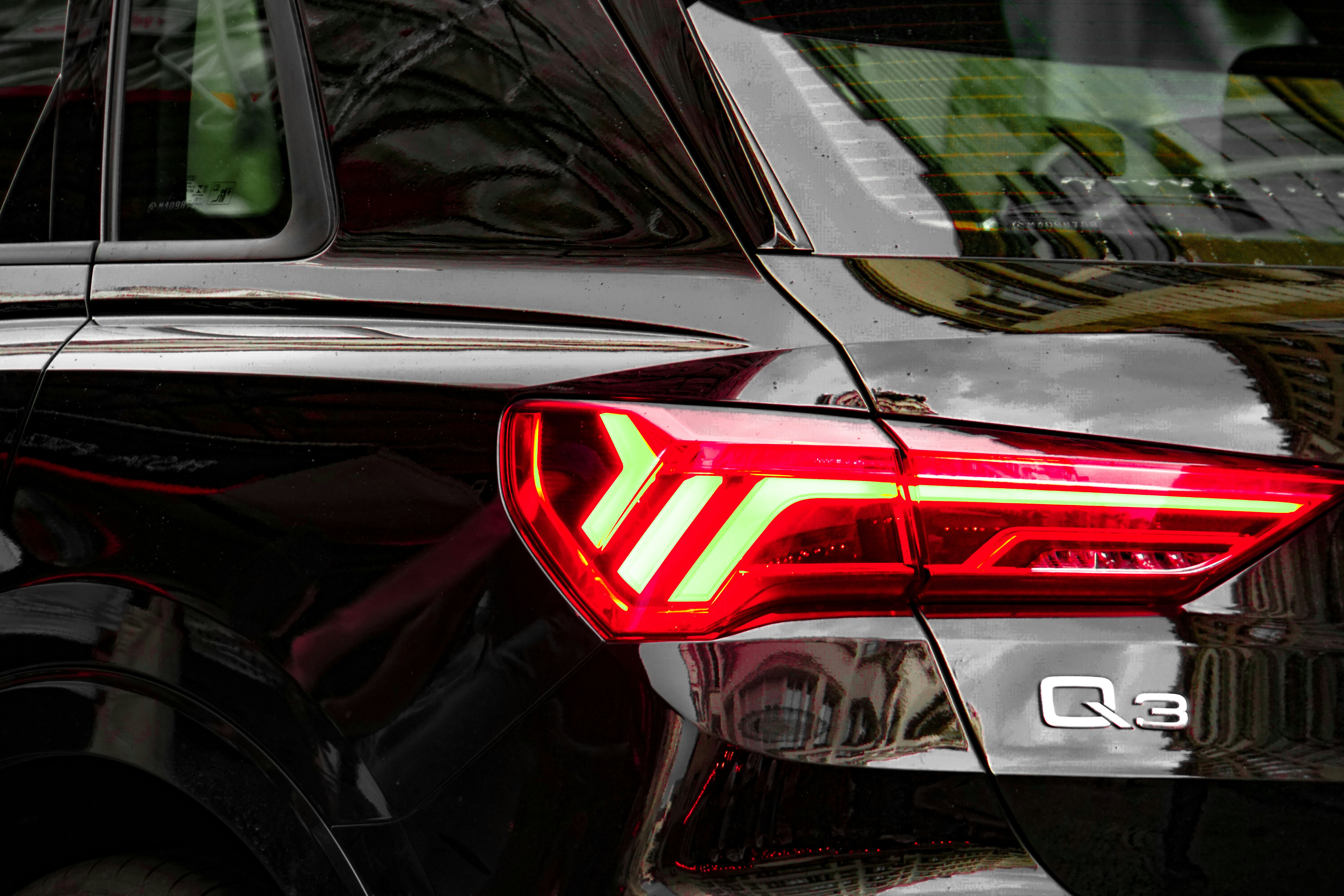 a close up of the tail light of a car
