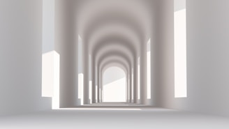 a white room with a long row of windows