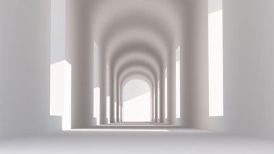a white room with a long row of windows