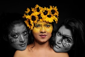 a woman wearing a costume posing for the camera