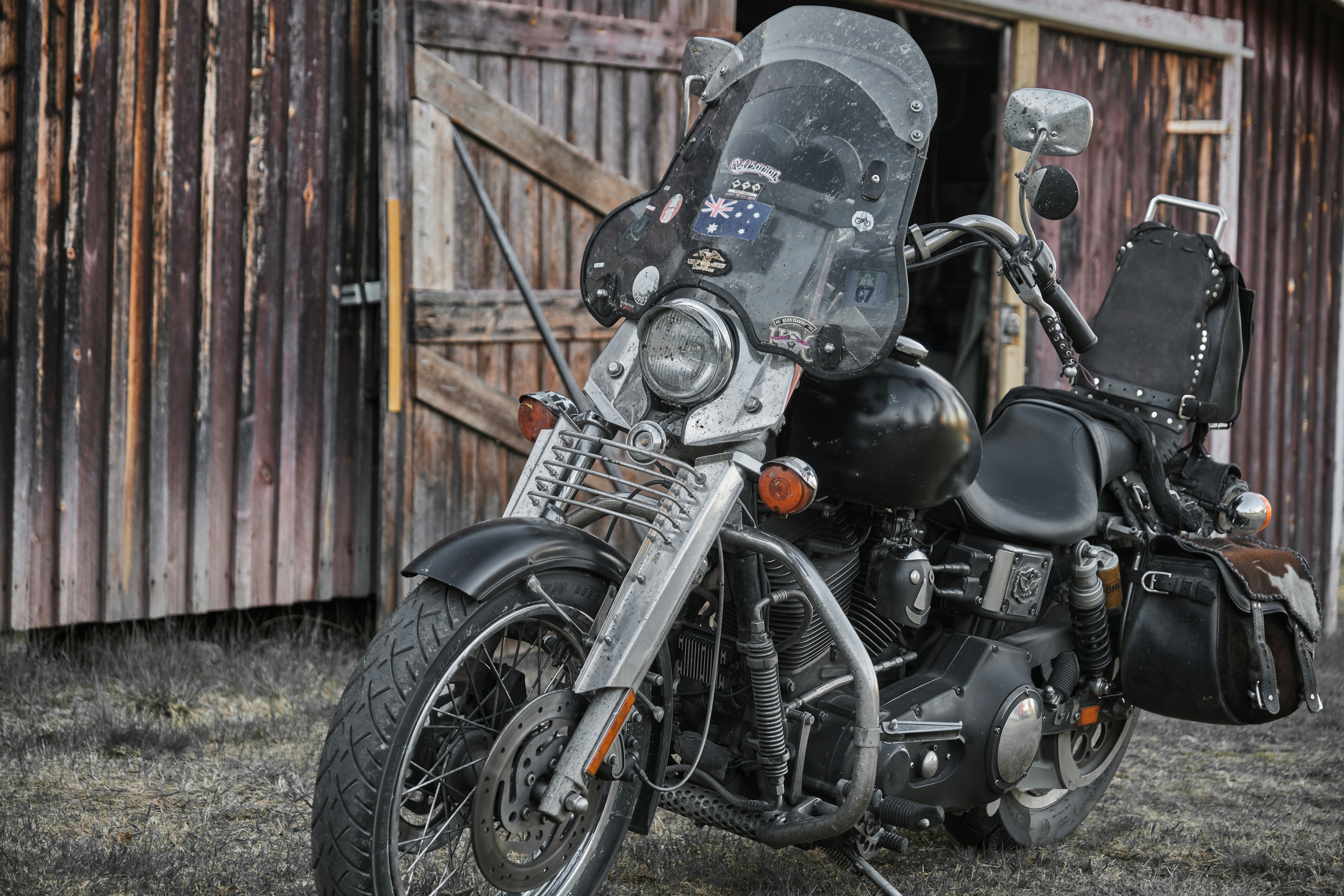 black and silver cruiser motorcycle