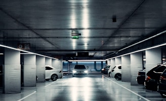 cars parked in a tunnel