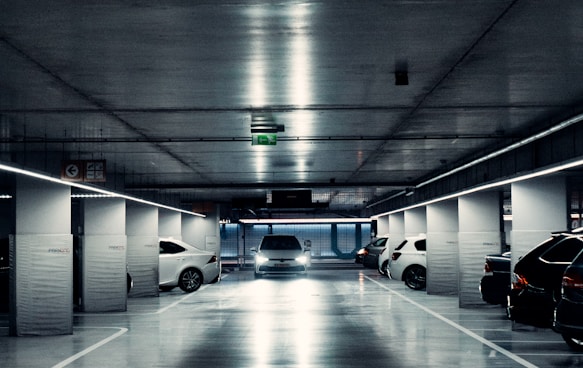 cars parked in a tunnel