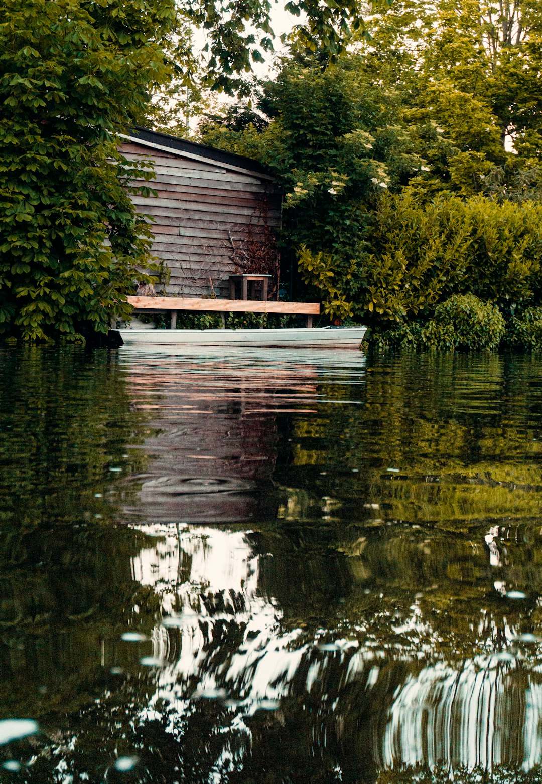 brown wooden house on body of water during daytime